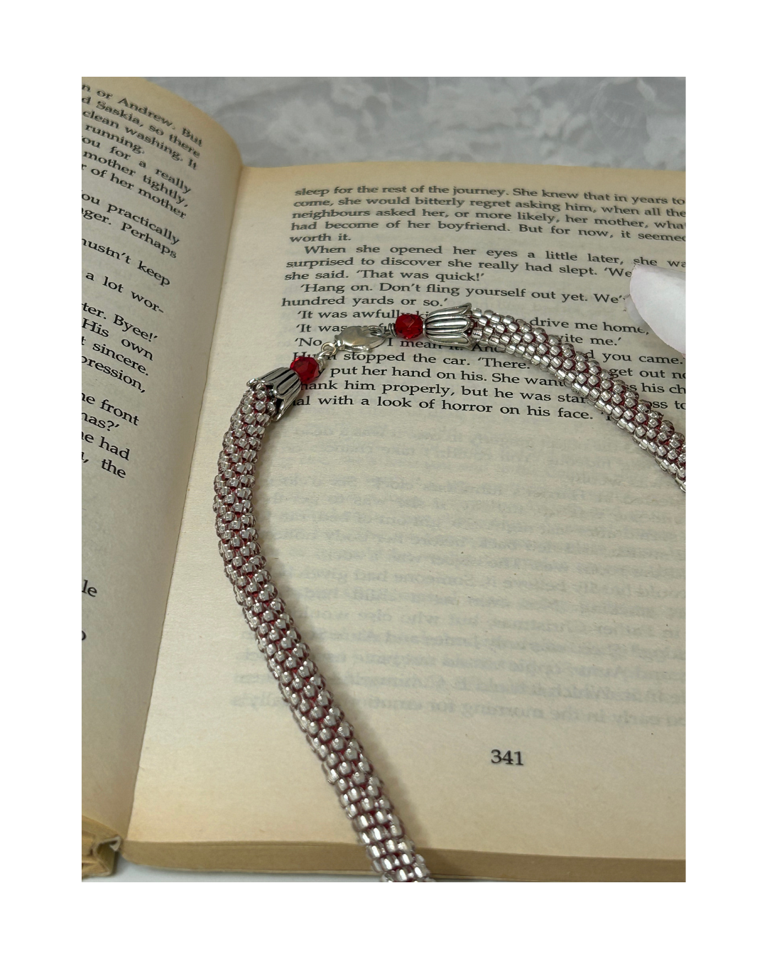 Crystal braided Kumihimo with Pearl swirl in centre