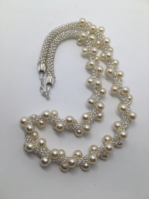 Pearl swirl on white necklace