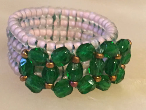 Emerald and pink ‘corona’ ring
