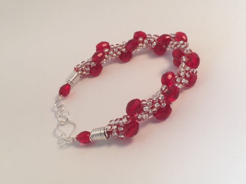 Crystal and ruby bracelet